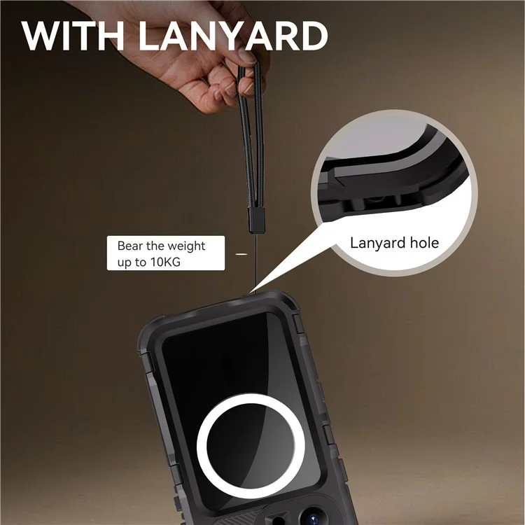 SHELLBOX M Series For iPhone 16 Pro IP68 Waterproof Case Metal Diving Phone Cover Compatible with MagSafe - Black-Cellmalls