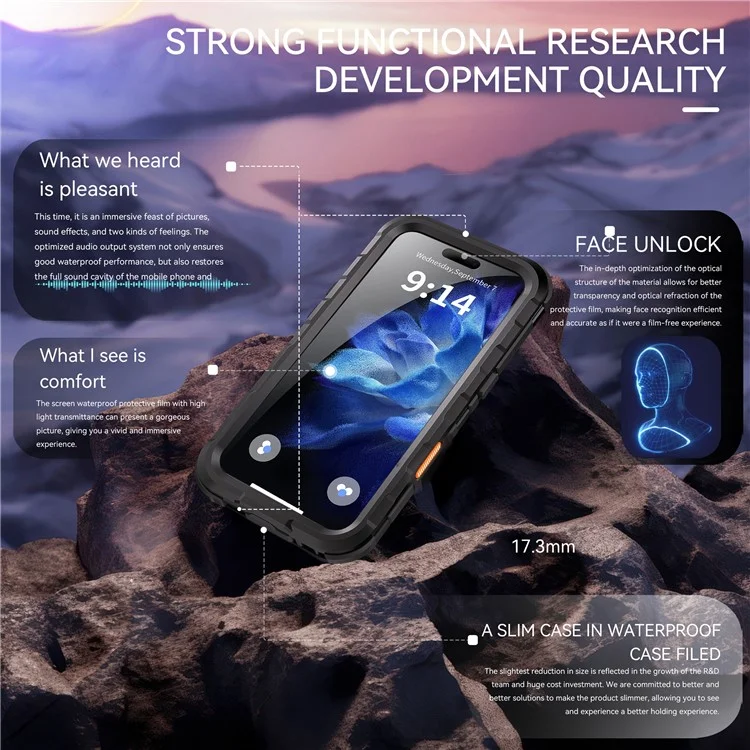 SHELLBOX M Series For iPhone 16 Pro IP68 Waterproof Case Metal Diving Phone Cover Compatible with MagSafe - Black-Cellmalls