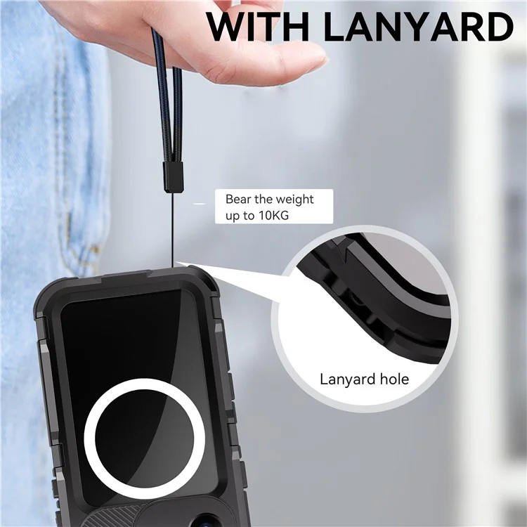 SHELLBOX M Series For iPhone 16 IP68 Waterproof Case Metal Diving Phone Cover Compatible with MagSafe - Black-Cellmalls