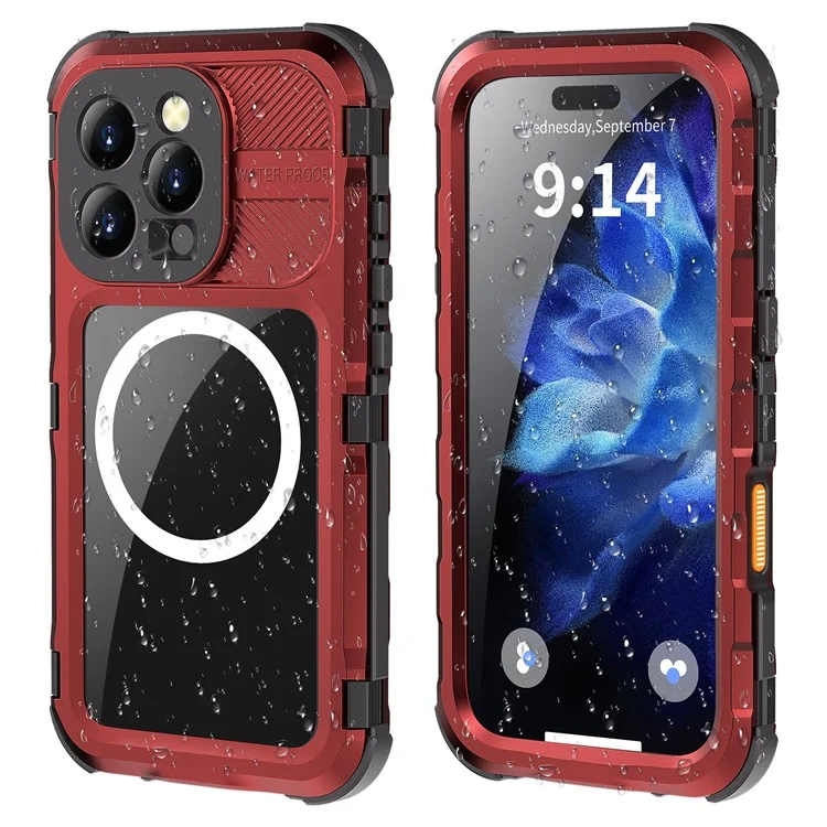 SHELLBOX M Series For iPhone 16 Pro IP68 Waterproof Case Metal Diving Phone Cover Compatible with MagSafe - Black-Cellmalls