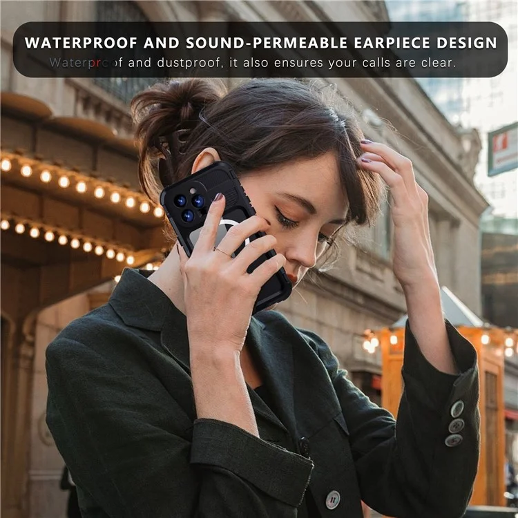 SHELLBOX M Series For iPhone 16 Pro Max IP68 Waterproof Case Metal Diving Phone Cover Compatible with MagSafe - Black-Cellmalls