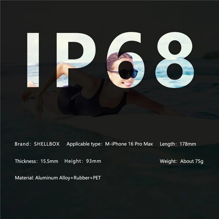 SHELLBOX M Series For iPhone 16 Pro Max IP68 Waterproof Case Metal Diving Phone Cover Compatible with MagSafe - Black-Cellmalls