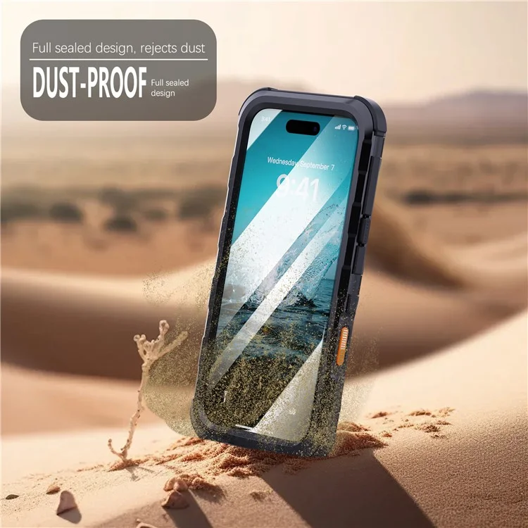 SHELLBOX M Series For iPhone 16 Pro Max IP68 Waterproof Case Metal Diving Phone Cover Compatible with MagSafe - Black-Cellmalls