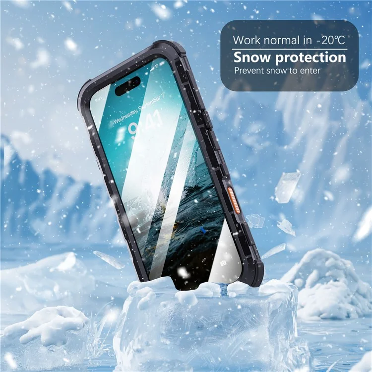 SHELLBOX M Series For iPhone 16 Pro Max IP68 Waterproof Case Metal Diving Phone Cover Compatible with MagSafe - Black-Cellmalls