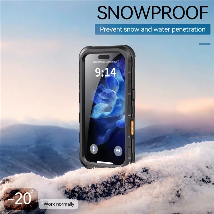 SHELLBOX M Series For iPhone 16 Pro IP68 Waterproof Case Metal Diving Phone Cover Compatible with MagSafe - Black-Cellmalls