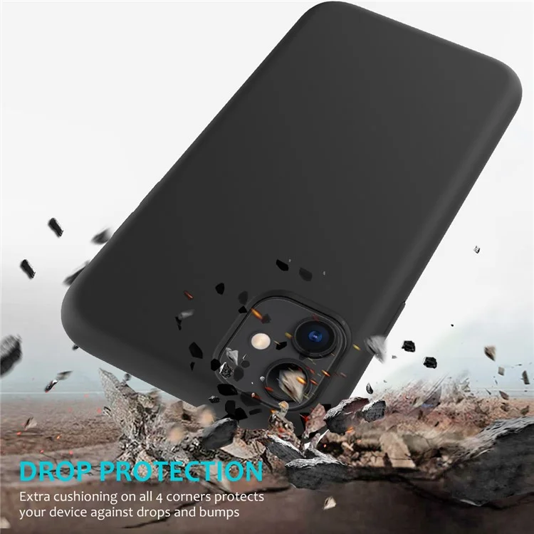 Anti-scratch Soft Liquid Silicone Phone Shell Mobile Phone Bag Case for iPhone 11 6.1 inch (2019) - Black-Cellmalls