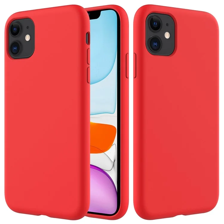 Anti-scratch Soft Liquid Silicone Phone Shell Mobile Phone Bag Case for iPhone 11 6.1 inch (2019) - Black-Cellmalls