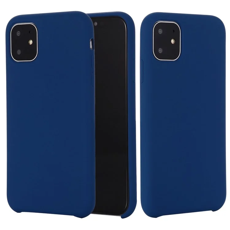 Anti-scratch Soft Liquid Silicone Phone Shell Mobile Phone Bag Case for iPhone 11 6.1 inch (2019) - Black-Cellmalls