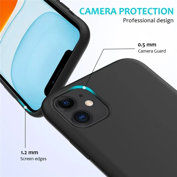 Anti-scratch Soft Liquid Silicone Phone Shell Mobile Phone Bag Case for iPhone 11 6.1 inch (2019) - Black-Cellmalls