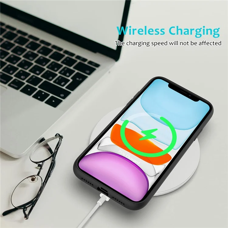 Anti-scratch Soft Liquid Silicone Phone Shell Mobile Phone Bag Case for iPhone 11 6.1 inch (2019) - Black-Cellmalls