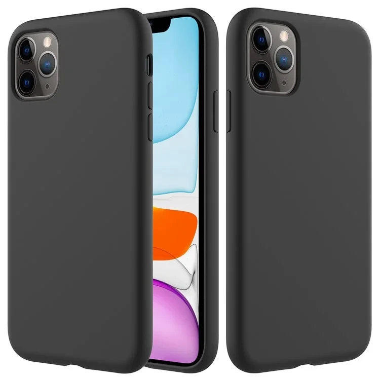 For iPhone 11 Pro 5.8 inch (2019) Soft Liquid Silicone Phone Back Shockproof Smartphone Cover - Black-Cellmalls