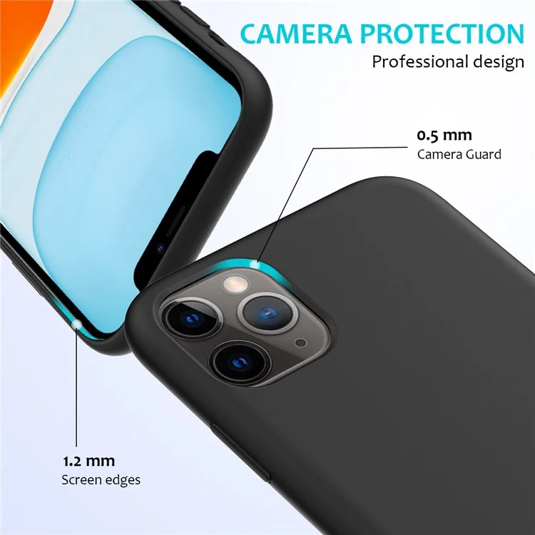 For iPhone 11 Pro Max 6.5 inch (2019) Soft Liquid Silicone Phone Casing - Black-Cellmalls