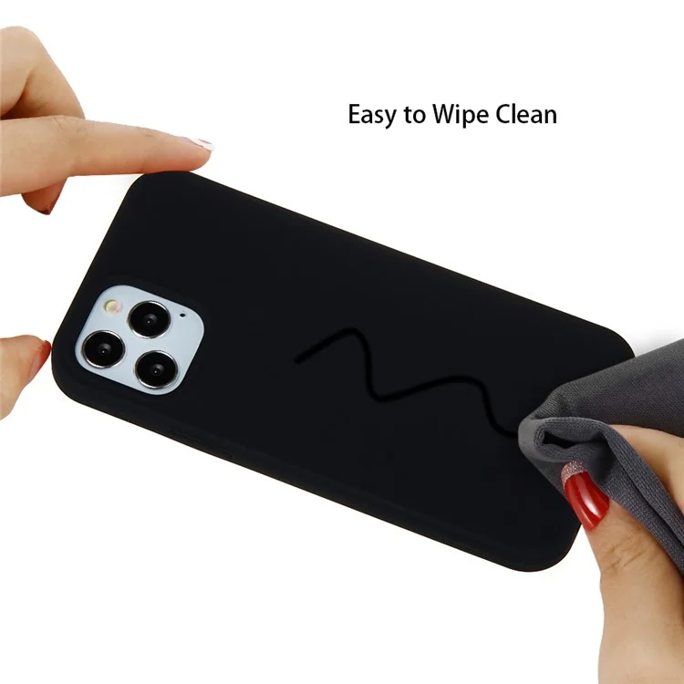 For iPhone 12 Pro/12 Soft Liquid Silicone Back Protective Cover Anti-scratch Anti-fingerprint Phone Case - Black-Cellmalls