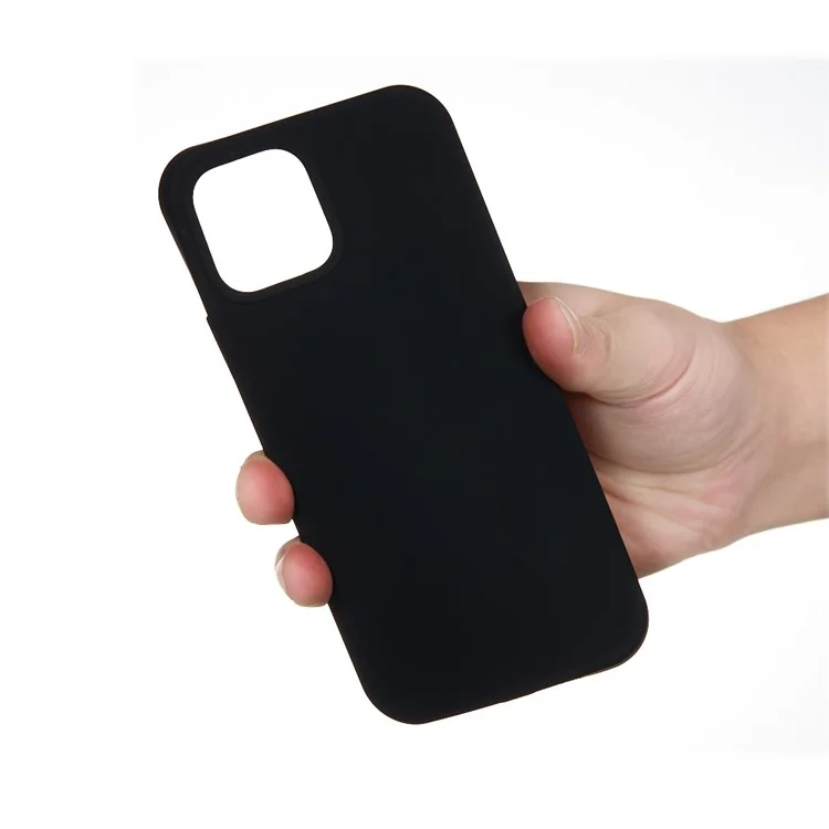 For iPhone 12 Pro/12 Soft Liquid Silicone Back Protective Cover Anti-scratch Anti-fingerprint Phone Case - Black-Cellmalls