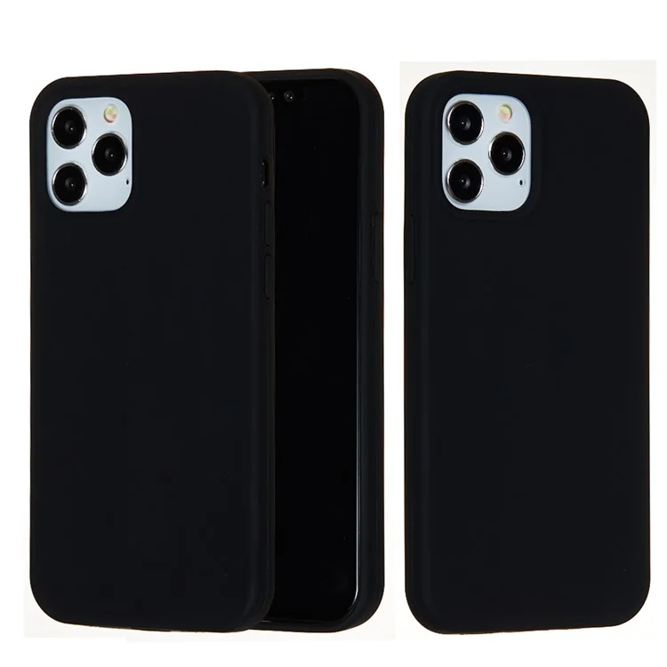 For iPhone 12 Pro/12 Soft Liquid Silicone Back Protective Cover Anti-scratch Anti-fingerprint Phone Case - Black-Cellmalls