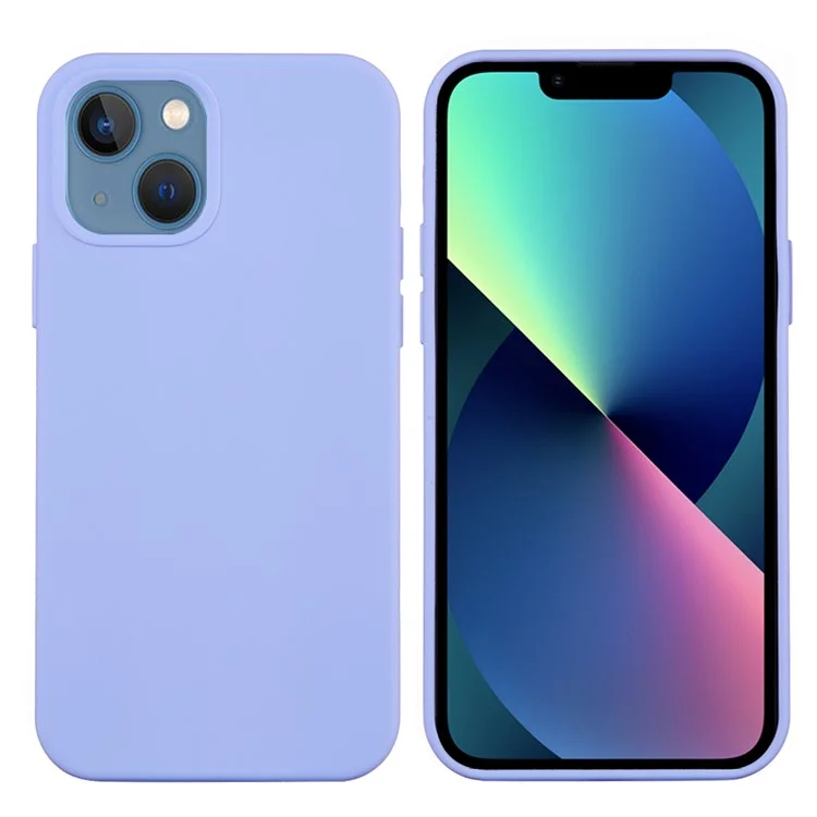 For iPhone 13 mini Liquid Silicone Phone Protective Case Back Shell - Mint Green-Cellmalls