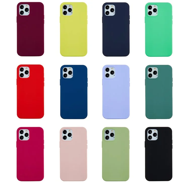 Soft Liquid Silicone Back Mobile Phone Case for iPhone 12 mini Colorful Phone Accessory - Black-Cellmalls