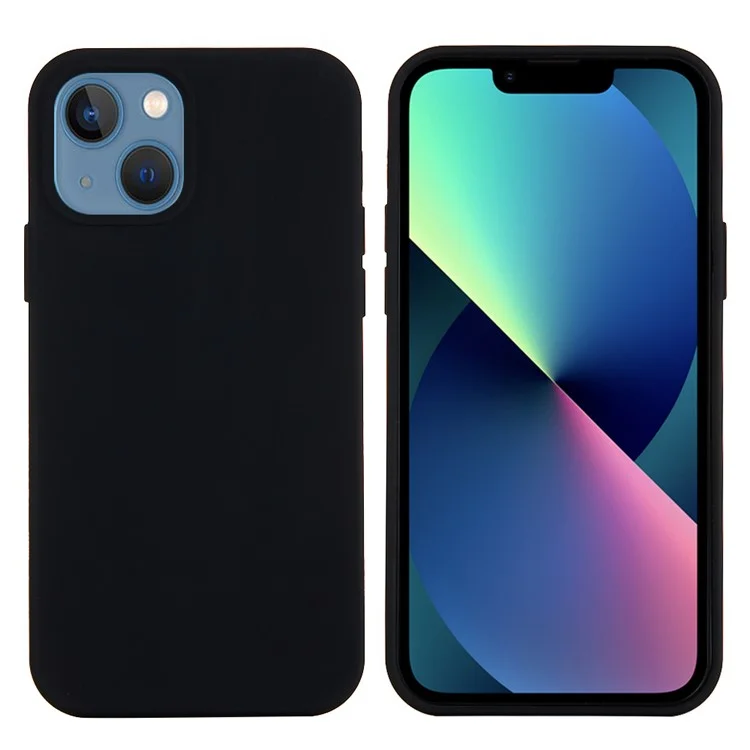 For iPhone 13 Anti-Scratch Liquid Silicone Phone Back Case Protective Cover - Mint Green-Cellmalls