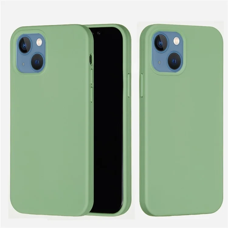 For iPhone 13 Anti-Scratch Liquid Silicone Phone Back Case Protective Cover - Mint Green-Cellmalls