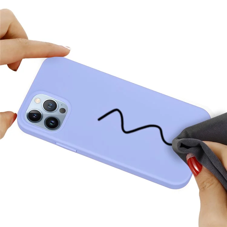 For iPhone 15 Pro Max Liquid Silicone Soft Lining Back Cover Anti-drop Phone Case - Light Purple-Cellmalls