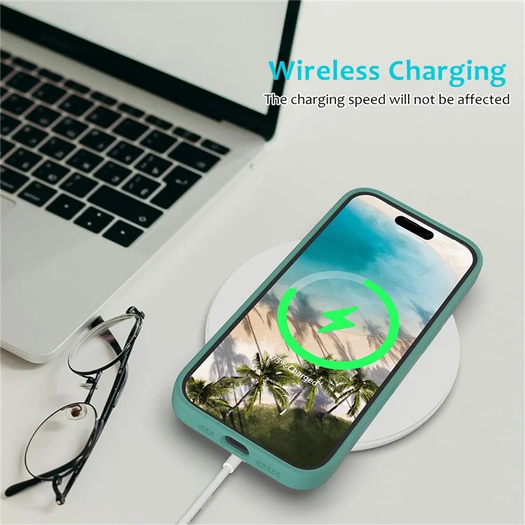 For iPhone 16 Case Liquid Silicone Soft Lining Shockproof Phone Cover - Dark Green-Cellmalls