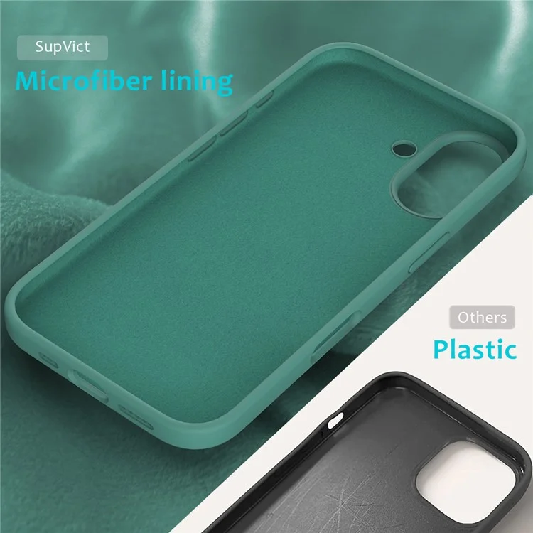 For iPhone 16 Case Liquid Silicone Soft Lining Shockproof Phone Cover - Dark Green-Cellmalls