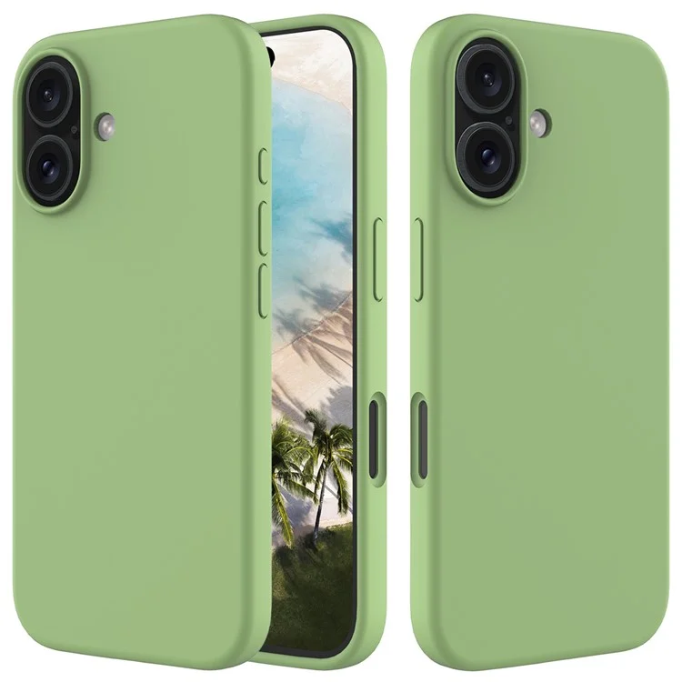 For iPhone 16 Case Liquid Silicone Soft Lining Shockproof Phone Cover - Dark Green-Cellmalls