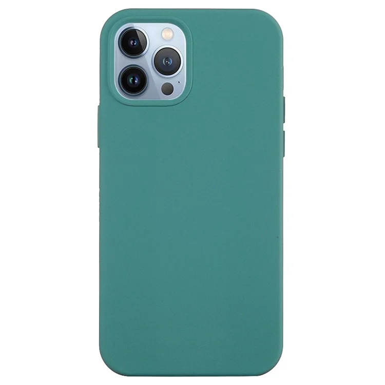 For iPhone 14 Pro 6.1 inch Anti-fall Silicone Back Cover Lightweight Scratch-resistant Phone Case - Midnight Green-Cellmalls