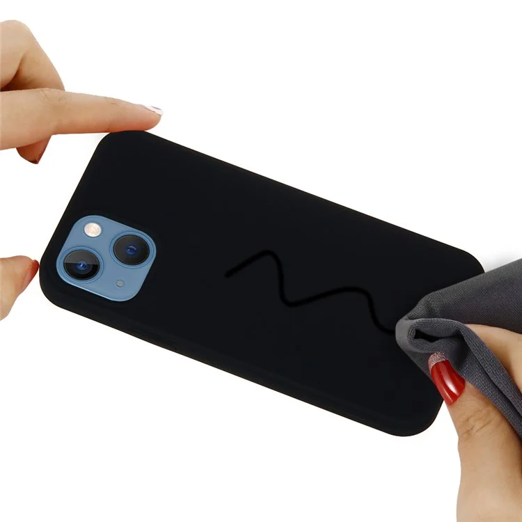 For iPhone 15 Flexible Liquid Silicone Phone Case Soft Lining Anti-drop Cover - Black-Cellmalls