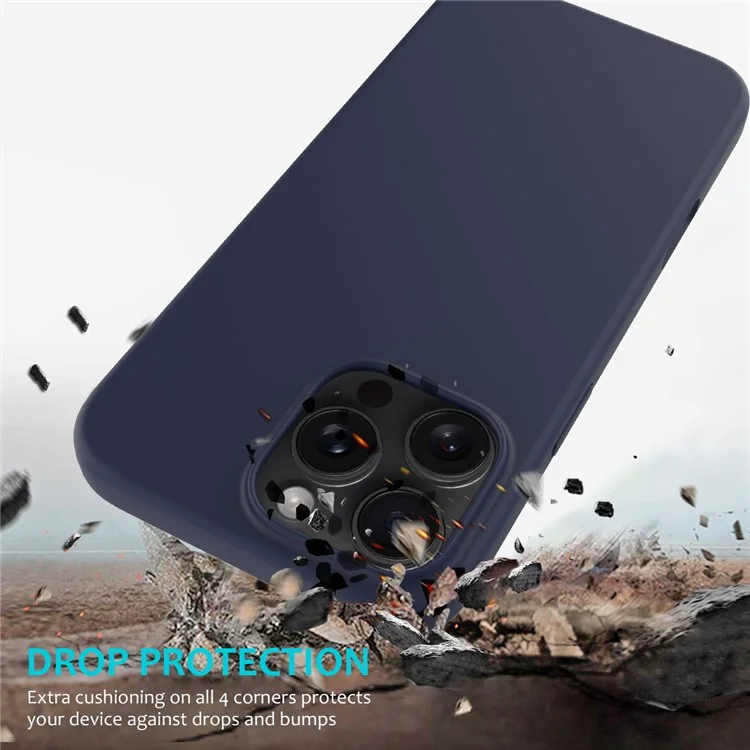 For iPhone 16 Pro Case Shockproof Liquid Silicone Soft Lining Phone Cover - Midnight Blue-Cellmalls