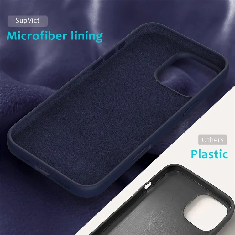 For iPhone 16 Pro Case Shockproof Liquid Silicone Soft Lining Phone Cover - Midnight Blue-Cellmalls