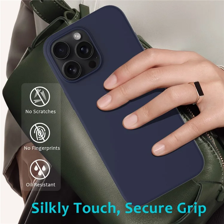 For iPhone 16 Pro Case Shockproof Liquid Silicone Soft Lining Phone Cover - Midnight Blue-Cellmalls