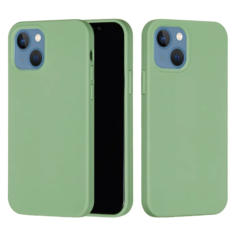 For iPhone 15 Plus Liquid Silicone Anti-drop Phone Case Soft Lining Back Cover - Mint Green-Cellmalls