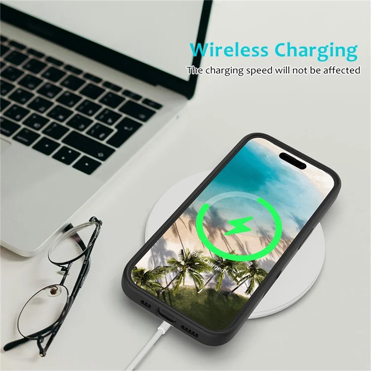 For iPhone 16 Plus Case Liquid Silicone Soft Lining Back Phone Cover - Black-Cellmalls