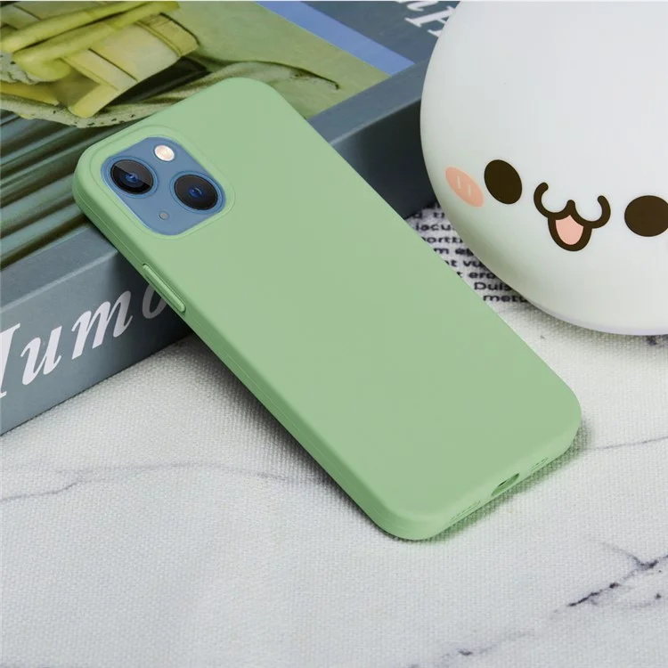 For iPhone 15 Plus Liquid Silicone Anti-drop Phone Case Soft Lining Back Cover - Mint Green-Cellmalls