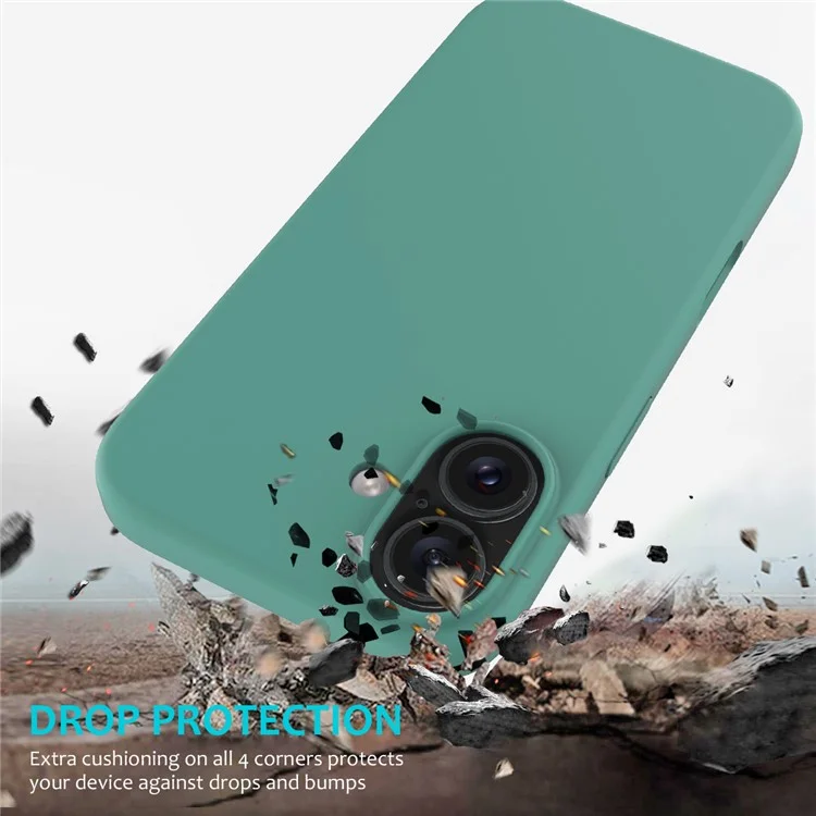 For iPhone 16 Case Liquid Silicone Soft Lining Shockproof Phone Cover - Dark Green-Cellmalls