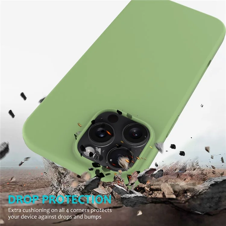 For iPhone 16 Pro Max Case Anti-Drop Liquid Silicone Soft Lining Back Phone Cover - Mint Green-Cellmalls