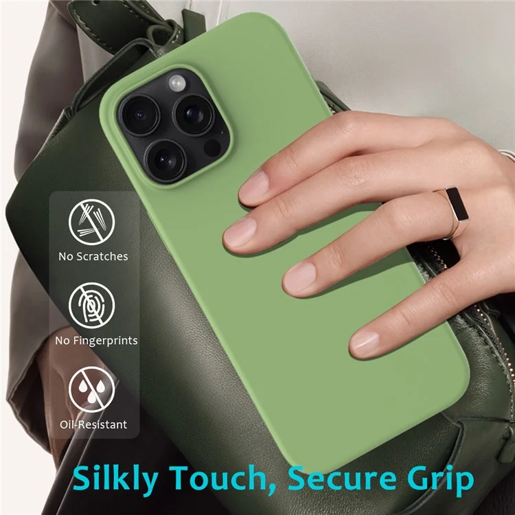 For iPhone 16 Pro Max Case Anti-Drop Liquid Silicone Soft Lining Back Phone Cover - Mint Green-Cellmalls