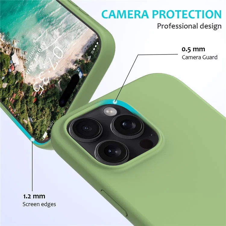 For iPhone 16 Pro Max Case Anti-Drop Liquid Silicone Soft Lining Back Phone Cover - Mint Green-Cellmalls