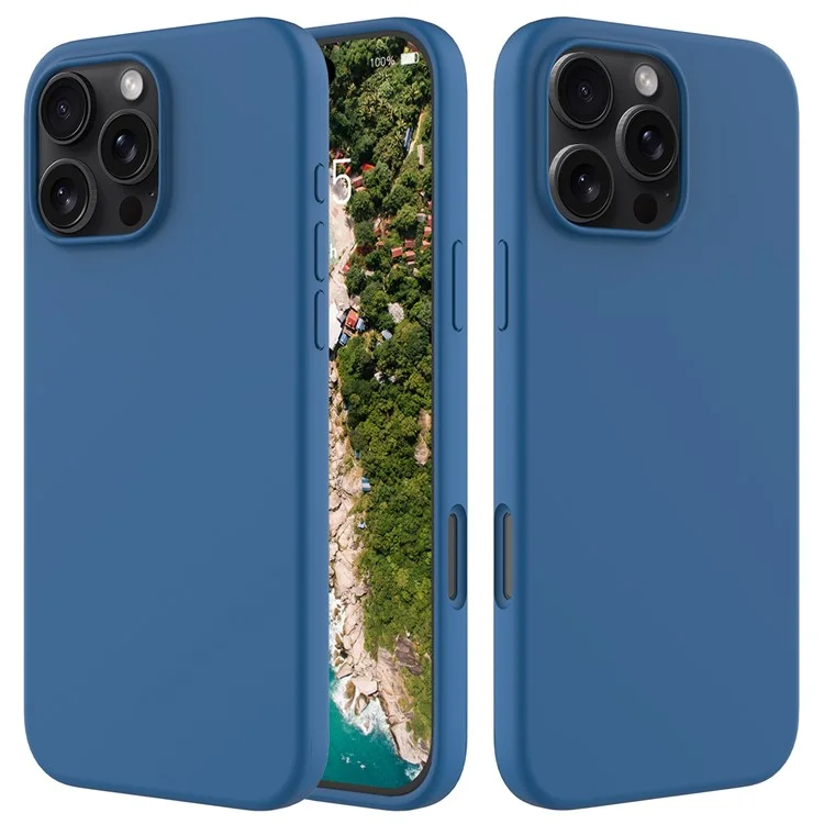 For iPhone 16 Pro Case Shockproof Liquid Silicone Soft Lining Phone Cover - Midnight Blue-Cellmalls