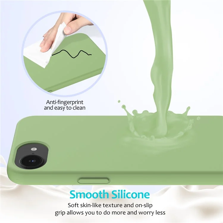 For iPhone 16e Case Drop Proof Liquid Silicone Soft Lining Back Phone Cover - Mint Green-Cellmalls