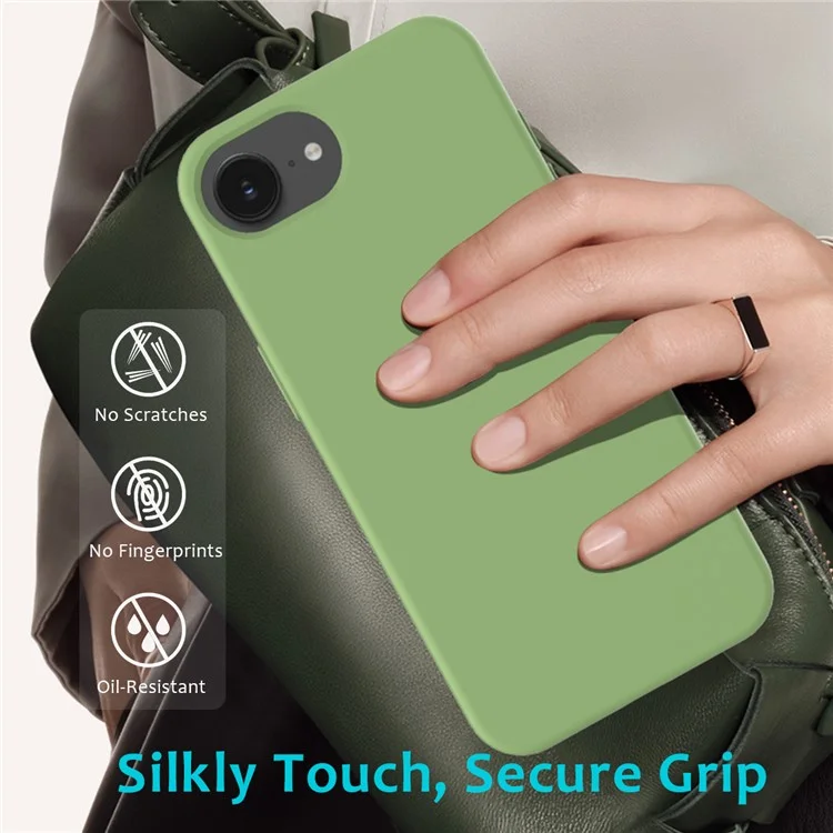 For iPhone 16e Case Drop Proof Liquid Silicone Soft Lining Back Phone Cover - Mint Green-Cellmalls