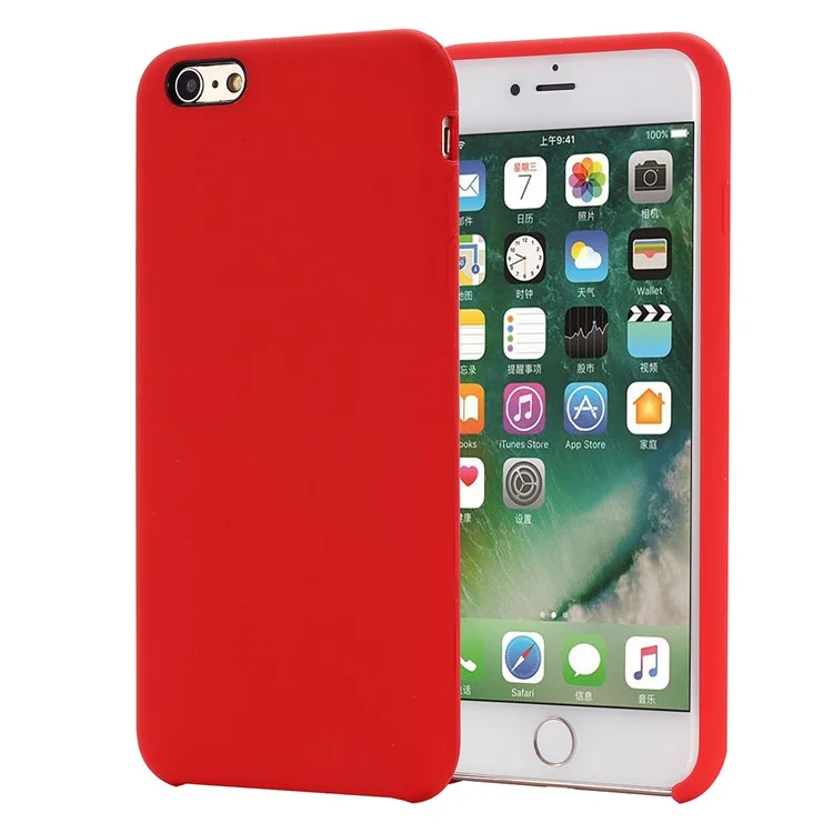 For iPhone 6s/6 Good Protection Soft Mobile Phone Covering Edge Wrapped Liquid Silicone Case - Red-Cellmalls