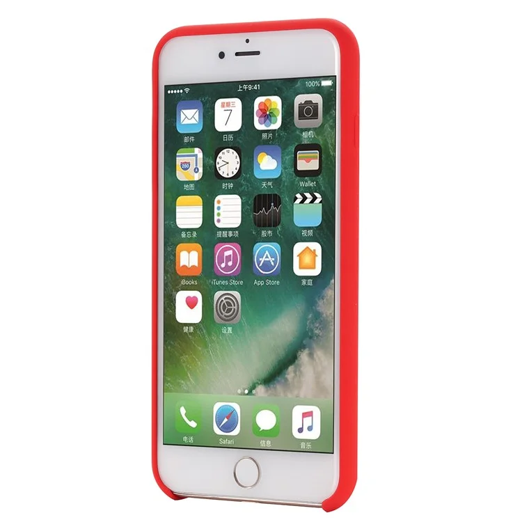 For iPhone 6s/6 Good Protection Soft Mobile Phone Covering Edge Wrapped Liquid Silicone Case - Red-Cellmalls