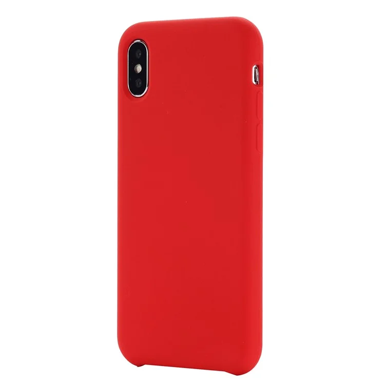 For iPhone XS 5.8 inch Good Protection Anti-scratch Edge Wrapped Liquid Silicone Case Soft Smartphone Cover Shell - Red-Cellmalls