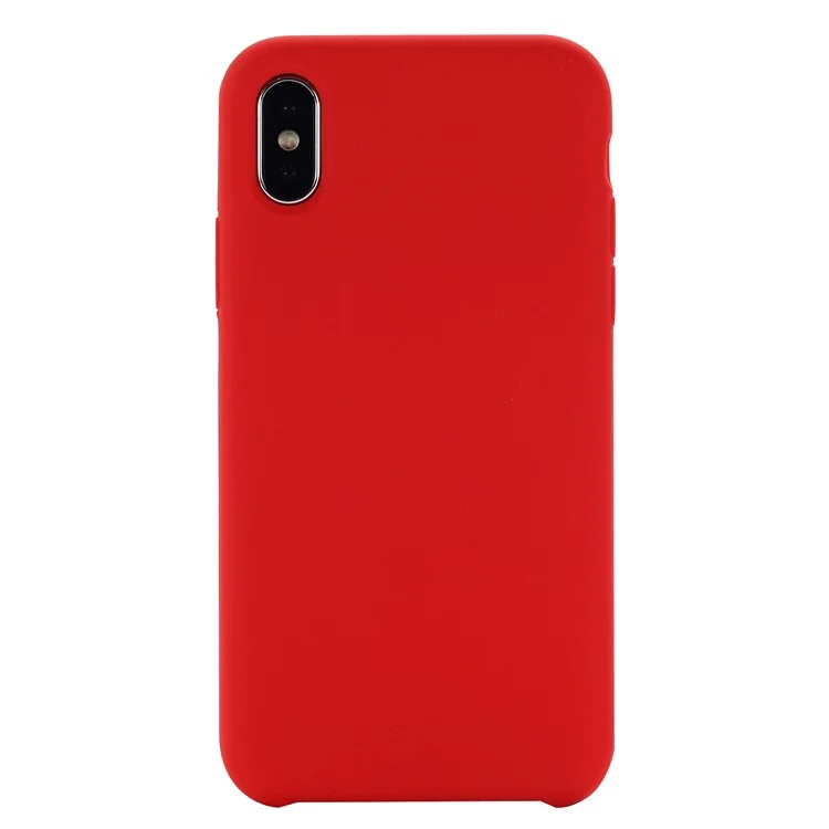 For iPhone XS 5.8 inch Good Protection Anti-scratch Edge Wrapped Liquid Silicone Case Soft Smartphone Cover Shell - Red-Cellmalls