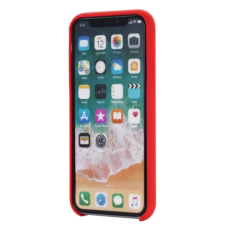For iPhone XS 5.8 inch Good Protection Anti-scratch Edge Wrapped Liquid Silicone Case Soft Smartphone Cover Shell - Red-Cellmalls
