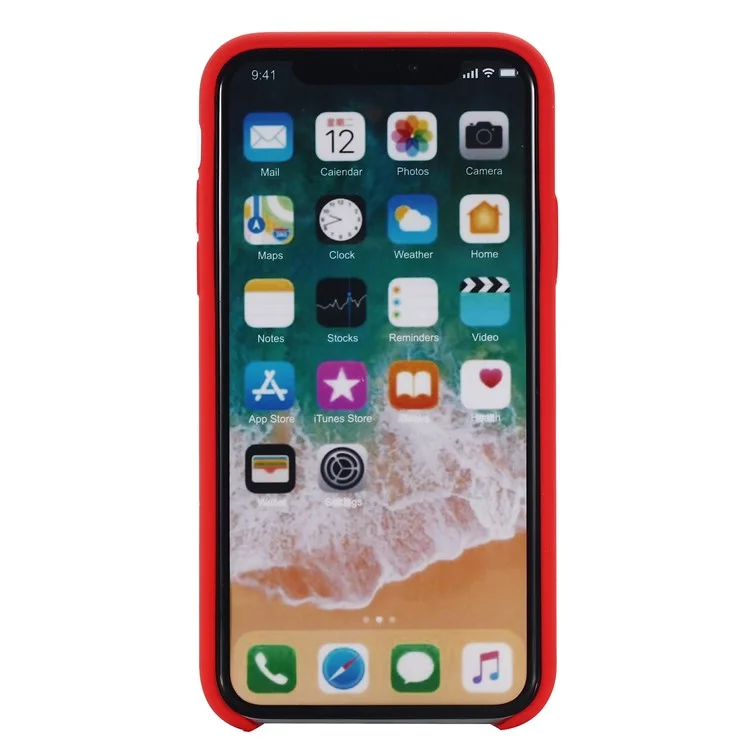For iPhone XS 5.8 inch Good Protection Anti-scratch Edge Wrapped Liquid Silicone Case Soft Smartphone Cover Shell - Red-Cellmalls