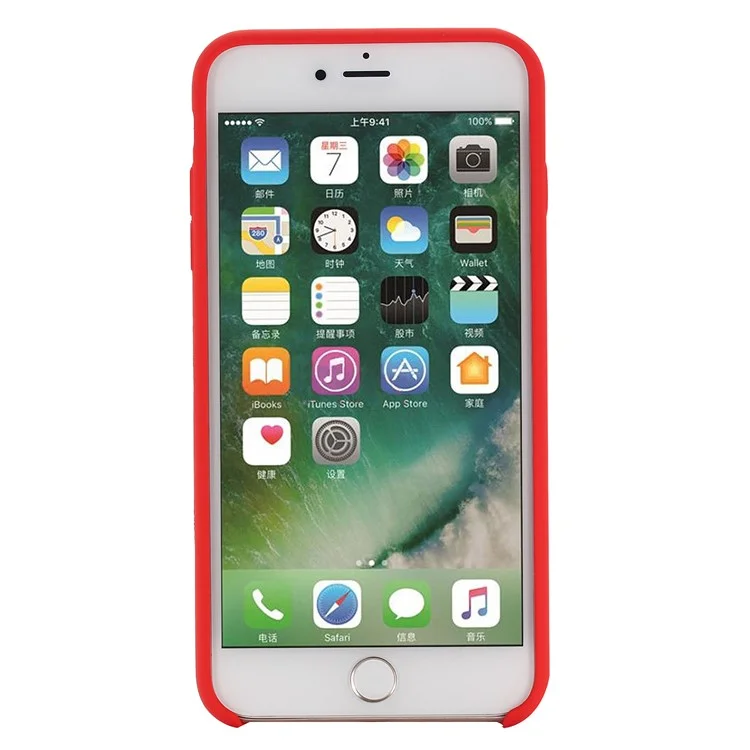 For iPhone 6s/6 Good Protection Soft Mobile Phone Covering Edge Wrapped Liquid Silicone Case - Red-Cellmalls