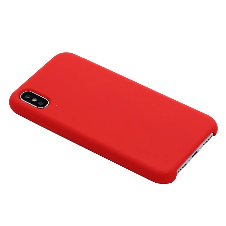 For iPhone XS 5.8 inch Good Protection Anti-scratch Edge Wrapped Liquid Silicone Case Soft Smartphone Cover Shell - Red-Cellmalls